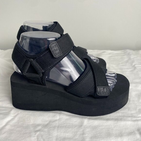 Seychelles NWOT Serenade Black Platform Sandals With Adjustable Straps & Velcro - Picture 6 of 8